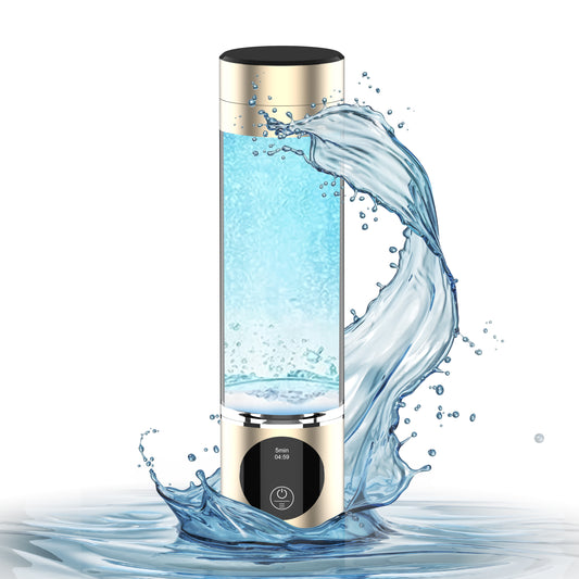 Hydrogen Water Bottle Generator- [+3000PPB] 4th Generation Hydrogen Generator Water Bottle with LED Display & Extended Battery Life - Compact, Portable Hydrogen Water Generator Bottle - Gold